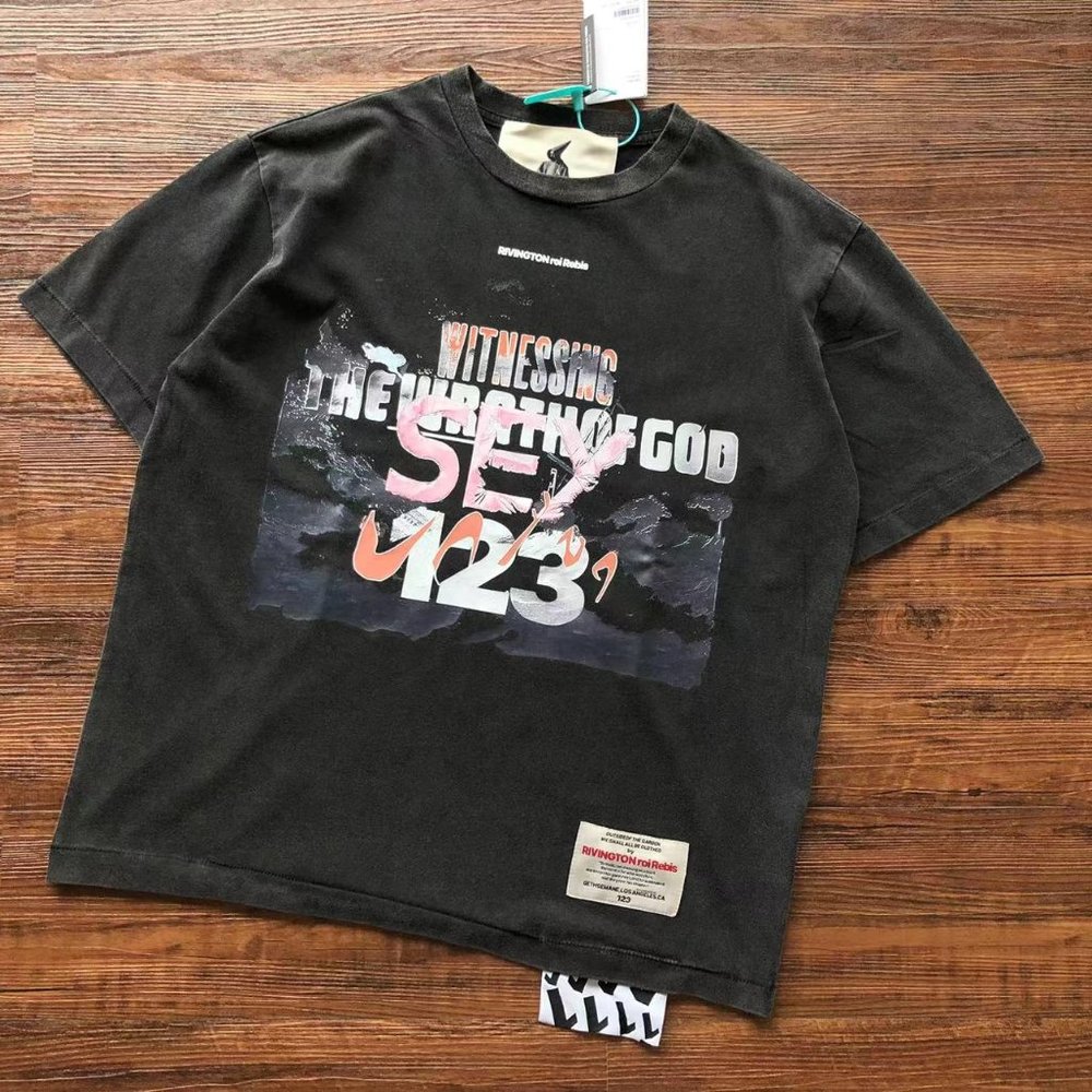Rivingtonroi Rebis123 Black Short-Sleeved Letter Print T-Shirt